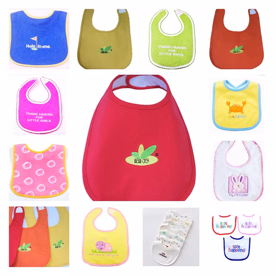 China Factory OEM produziert maßgeschneiderte Design-Stickerei-Baumwollstrick-Baby-Kleinkind-Lätzchen